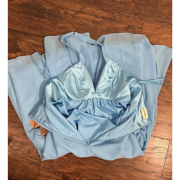 Light In The Box AQUA BLUE SHIMMER CHIFFON BEADED BLING PROM FORMAL GOWN DRESS - Picture 6 of 11